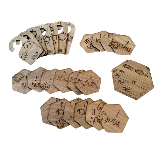 full wooden milestone set