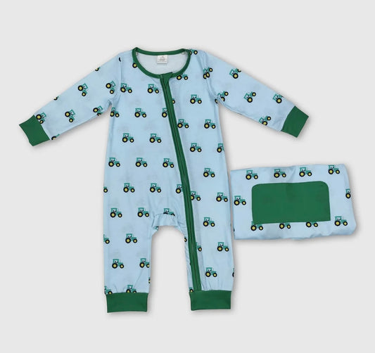 Tractor Bamboo onesie