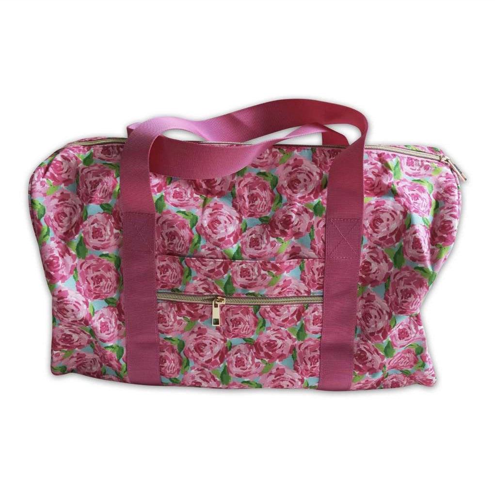 Pink Flower Duffle Bag