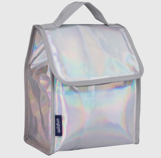 metallic silver lunch bag