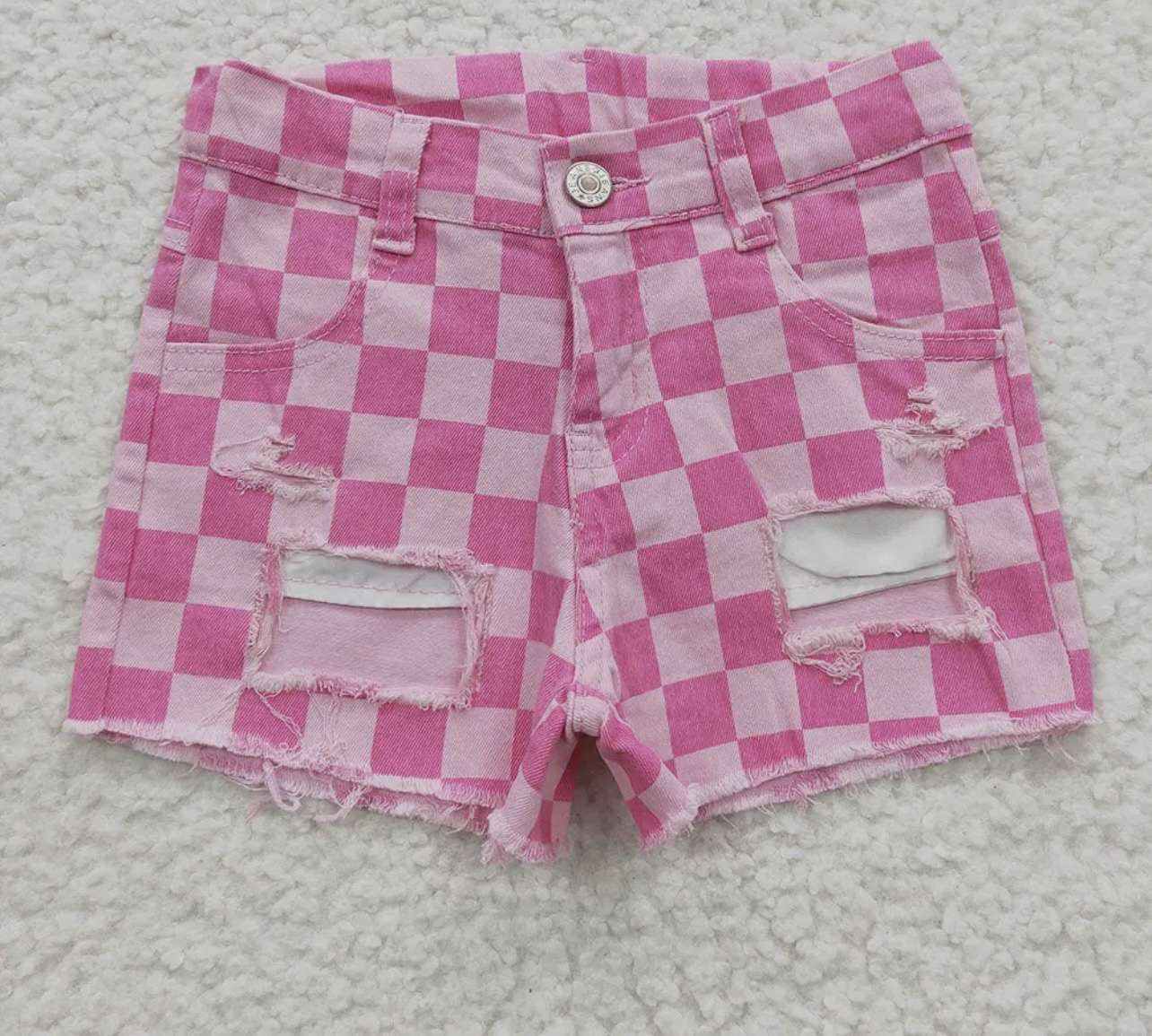 Pink plaid shorts