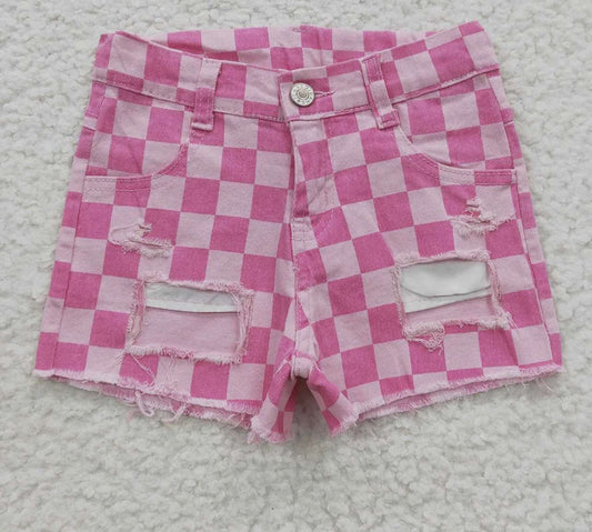 Pink plaid shorts