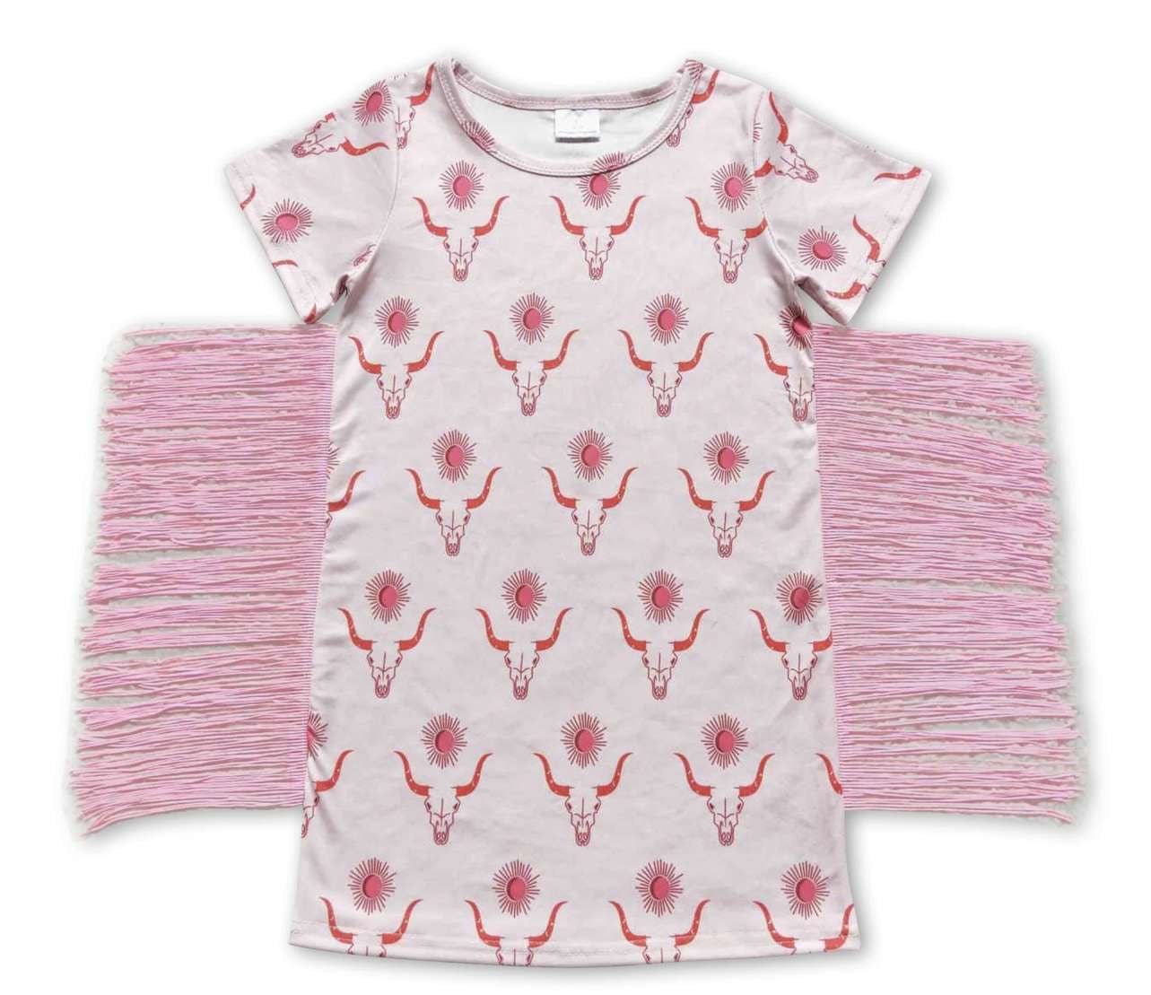 Pink Western Dress with Fringe