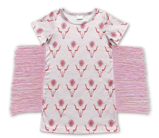 Pink Western Dress with Fringe